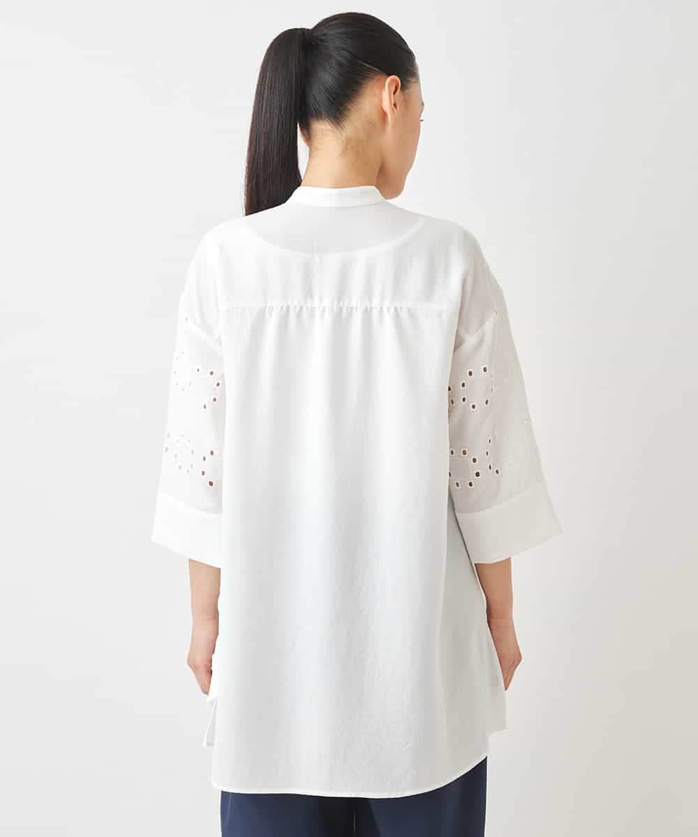 RBBGW05270 HIROKO BIS(ヒロコ ビス) アイレット刺繍デザインチュニックシャツ /洗える ホワイト