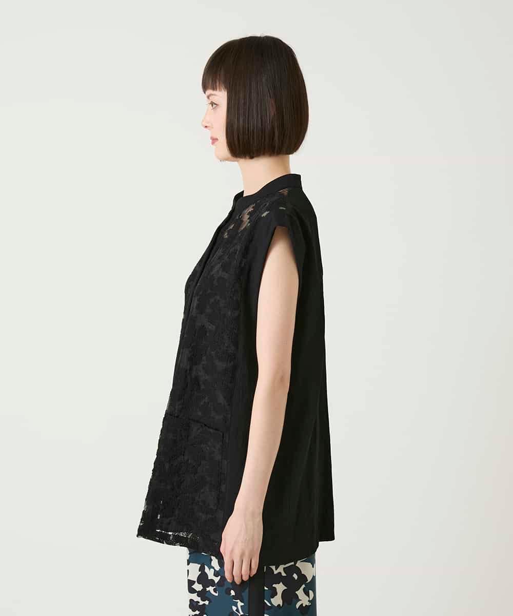 RBBHE01290 HIROKO BIS(ヒロコ ビス) 【先行予約】オーガンジー刺繍デザインジレ ブラック
