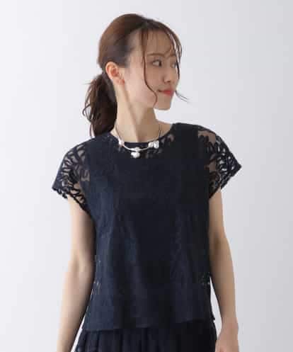 RBBHS05260  【洗える】フラワー刺繍チュールブラウス
