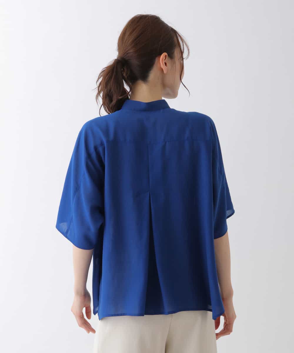 RBBHS10210 HIROKO BIS(ヒロコ ビス) 【洗濯機で洗える】イレギュラーヘムバンドカラーシャツ ブルー