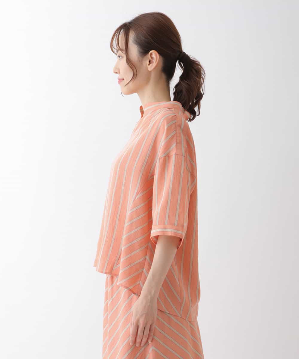 RBBHS16230 HIROKO BIS(ヒロコ ビス) 【洗える】ストライプデザインプルオーバーシャツ ピンク