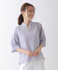 RBBHS16230 HIROKO BIS(ヒロコ ビス) 【洗える】ストライプデザインプルオーバーシャツ ライトブルー
