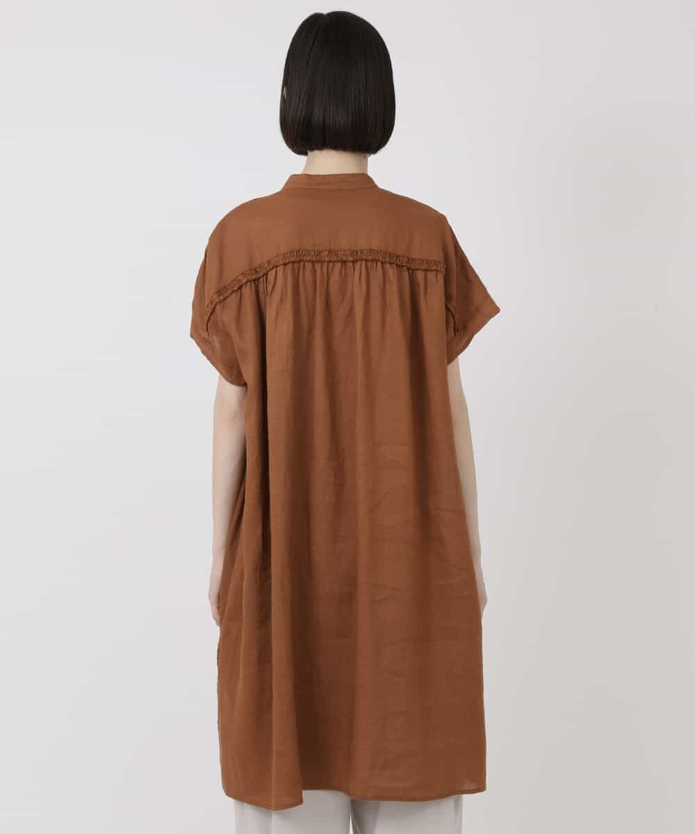 RBBHV32230 HIROKO BIS(ヒロコ ビス) 麻製品染めロング丈ブラウス /洗える ブラウン