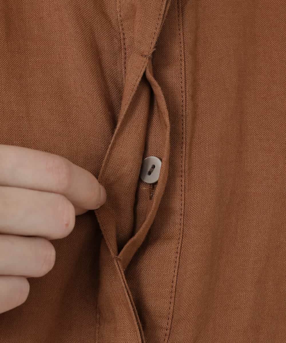 RBBHV32230 HIROKO BIS(ヒロコ ビス) 麻製品染めロング丈ブラウス /洗える ブラウン