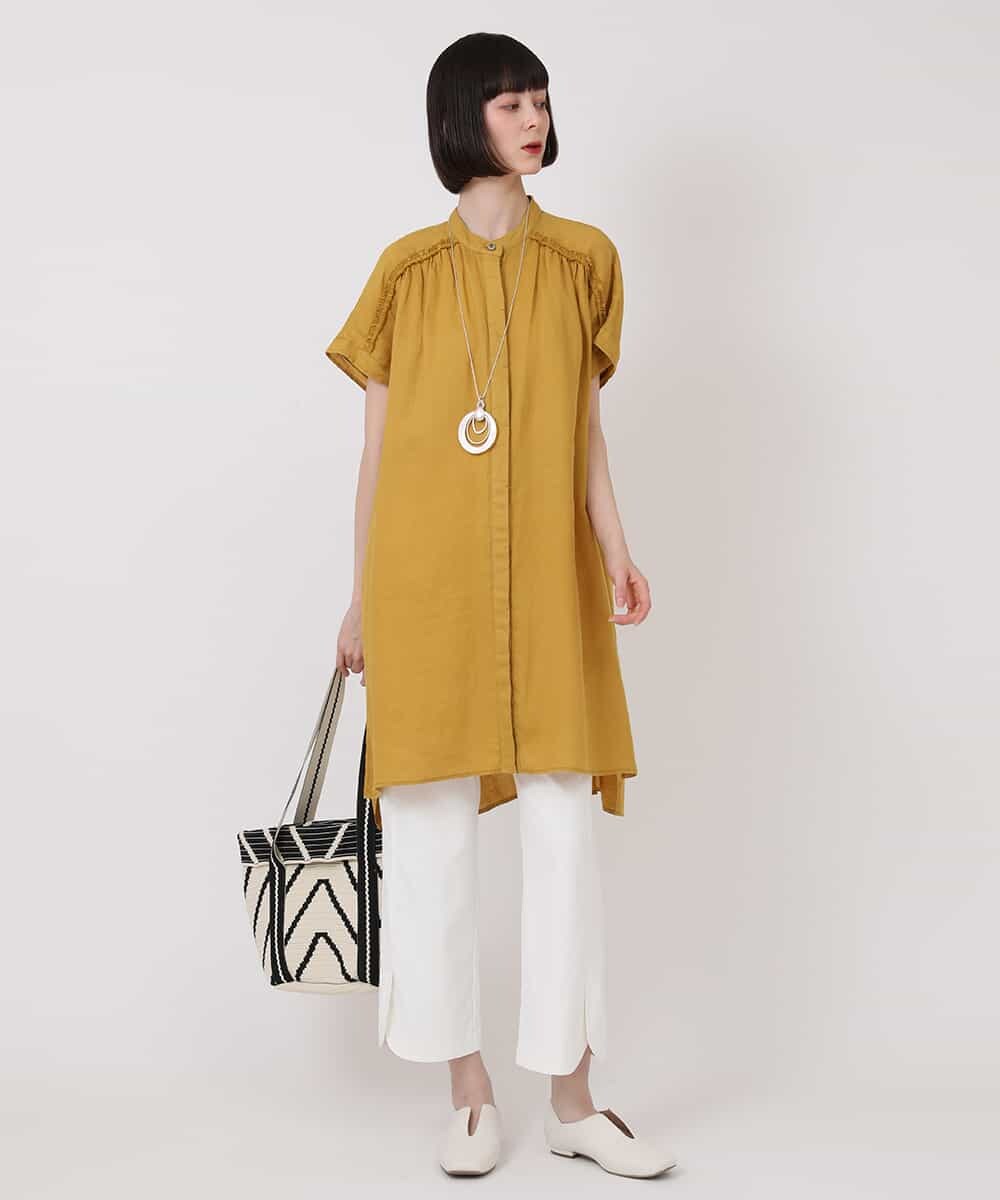 RBBHV32230 HIROKO BIS(ヒロコ ビス) 麻製品染めロング丈ブラウス /洗える ブラウン