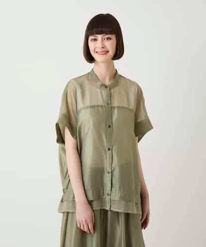 RBBIE02230 HIROKO BIS メッシュアクセントスクエアシルエットブラウス