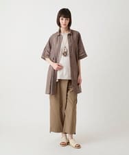 RBBIE03270 HIROKO BIS(ヒロコ ビス) メッシュアクセントシアーチュニックシャツ /洗える ブラウン