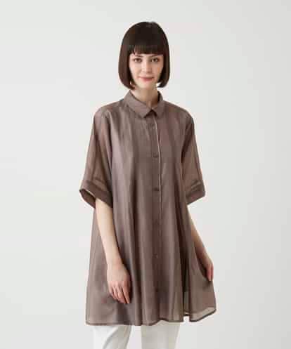 RBBIE03270 HIROKO BIS メッシュアクセントシアーチュニックシャツ