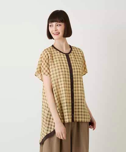 RBBIE10240 HIROKO BIS サッカーチェックイレギュラーヘムブラウス