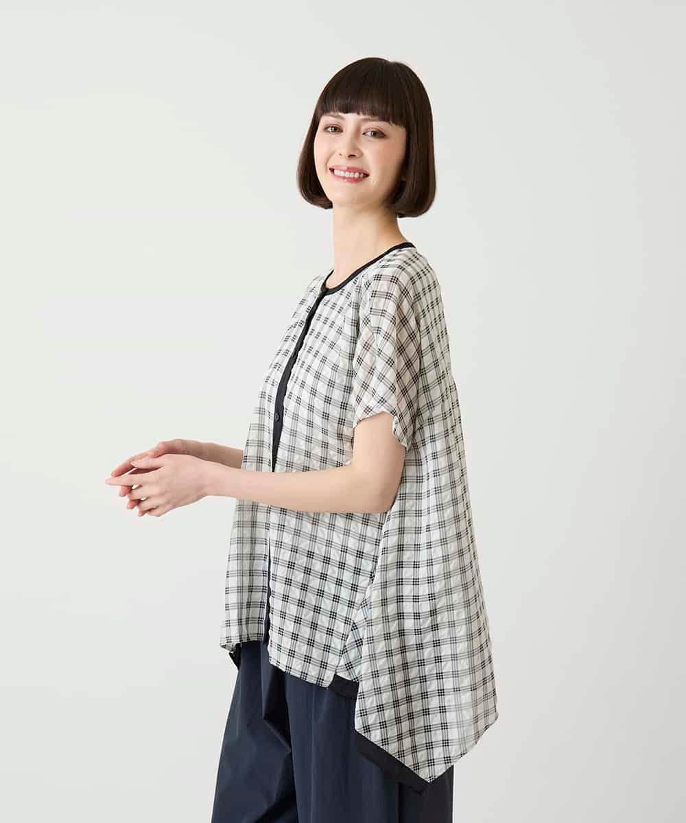 RBBIE10240 HIROKO BIS(ヒロコ ビス) サッカーチェックイレギュラーヘムブラウス /洗える イエロー