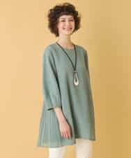 RBBIW41290 HIROKO BIS(ヒロコ ビス) ふくれジャカードプリーツジョイントチュニック /洗える グリーン