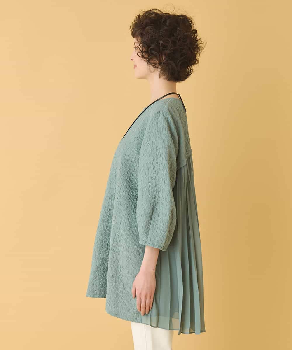 RBBIW41290 HIROKO BIS(ヒロコ ビス) ふくれジャカードプリーツジョイントチュニック /洗える グリーン