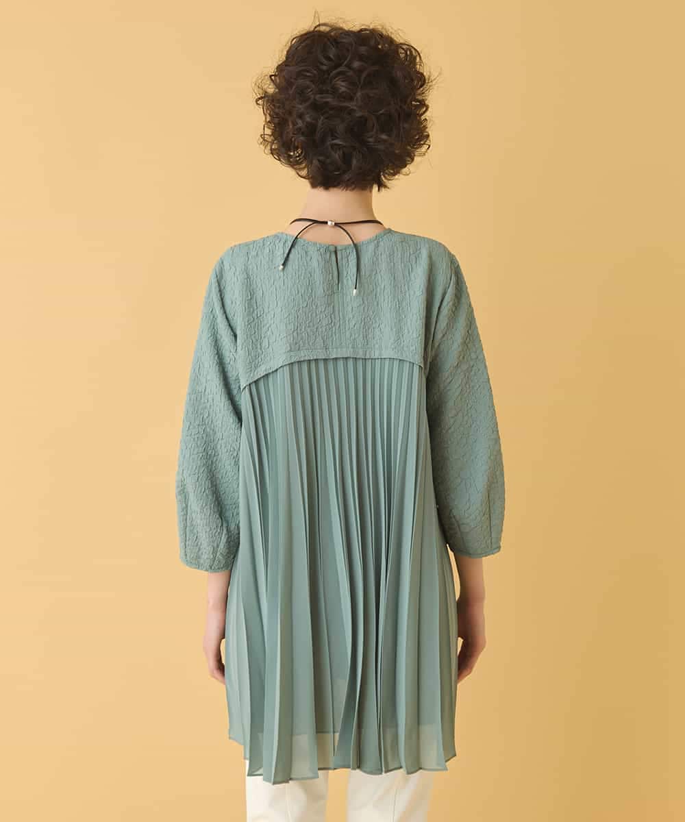 RBBIW41290 HIROKO BIS(ヒロコ ビス) ふくれジャカードプリーツジョイントチュニック /洗える グリーン
