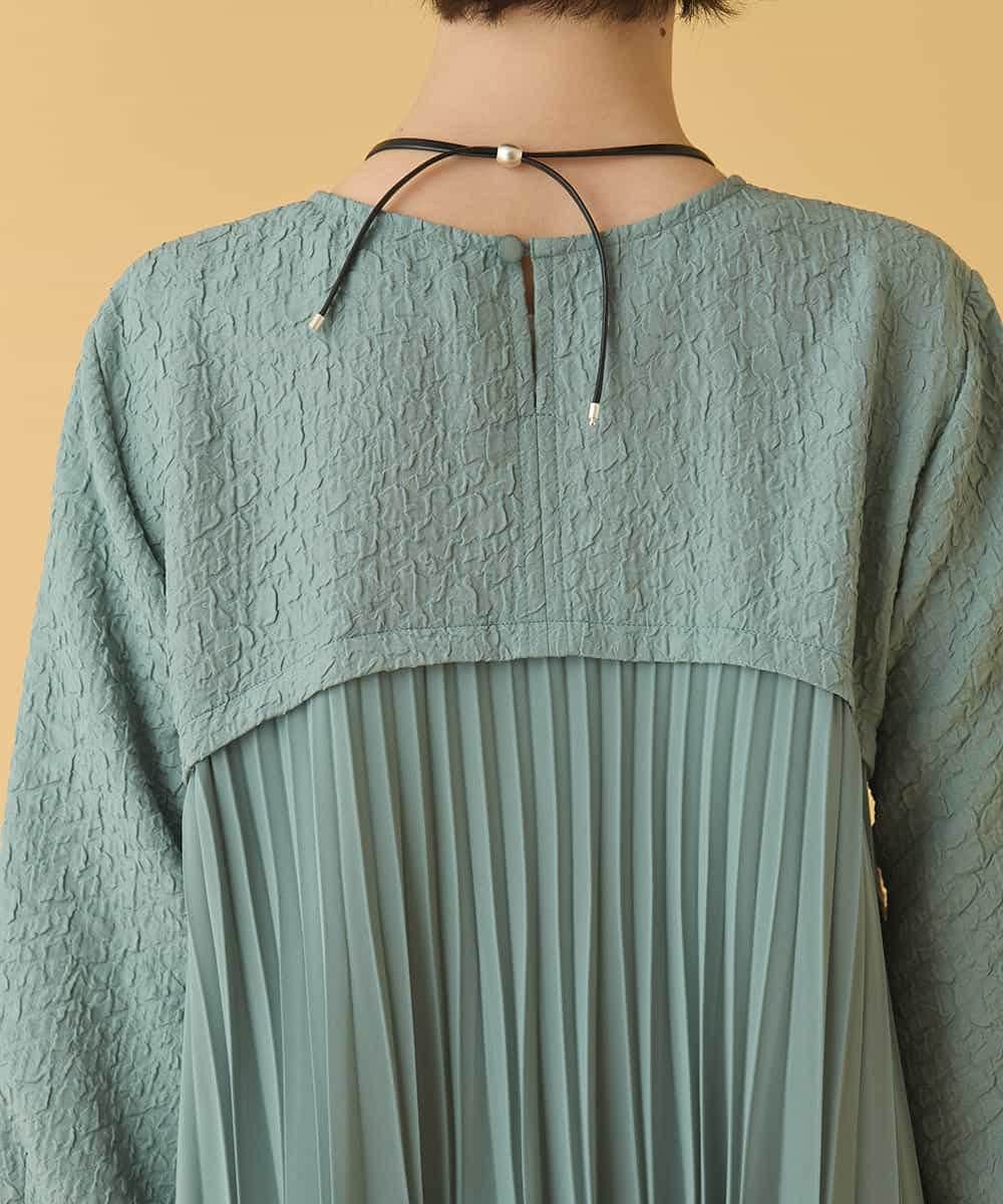 RBBIW41290 HIROKO BIS(ヒロコ ビス) ふくれジャカードプリーツジョイントチュニック /洗える グリーン