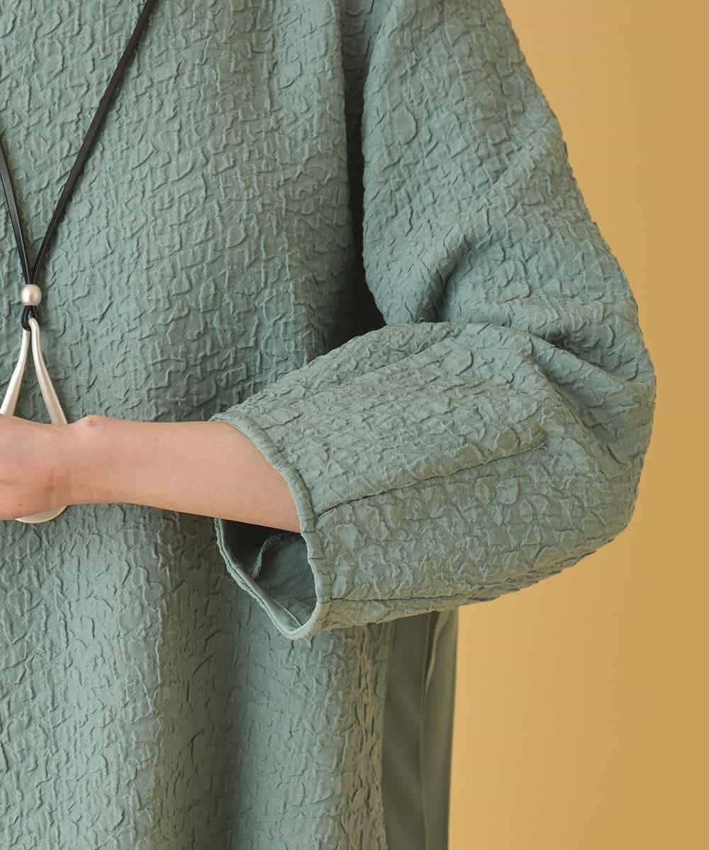 RBBIW41290 HIROKO BIS(ヒロコ ビス) ふくれジャカードプリーツジョイントチュニック /洗える グリーン