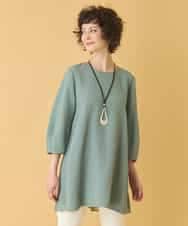 RBBIW41290 HIROKO BIS(ヒロコ ビス) ふくれジャカードプリーツジョイントチュニック /洗える グリーン