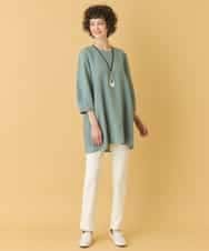 RBBIW41290 HIROKO BIS(ヒロコ ビス) ふくれジャカードプリーツジョイントチュニック /洗える グリーン