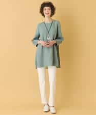 RBBIW41290 HIROKO BIS(ヒロコ ビス) ふくれジャカードプリーツジョイントチュニック /洗える グリーン