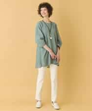 RBBIW41290 HIROKO BIS(ヒロコ ビス) ふくれジャカードプリーツジョイントチュニック /洗える グリーン