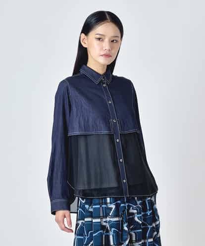 RBBJD01290 HIROKO BIS デニムライクツイルシアードッキングブラウス
