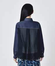 RBBJD01290 HIROKO BIS(ヒロコ ビス) デニムライクツイルシアードッキングブラウス ネイビー
