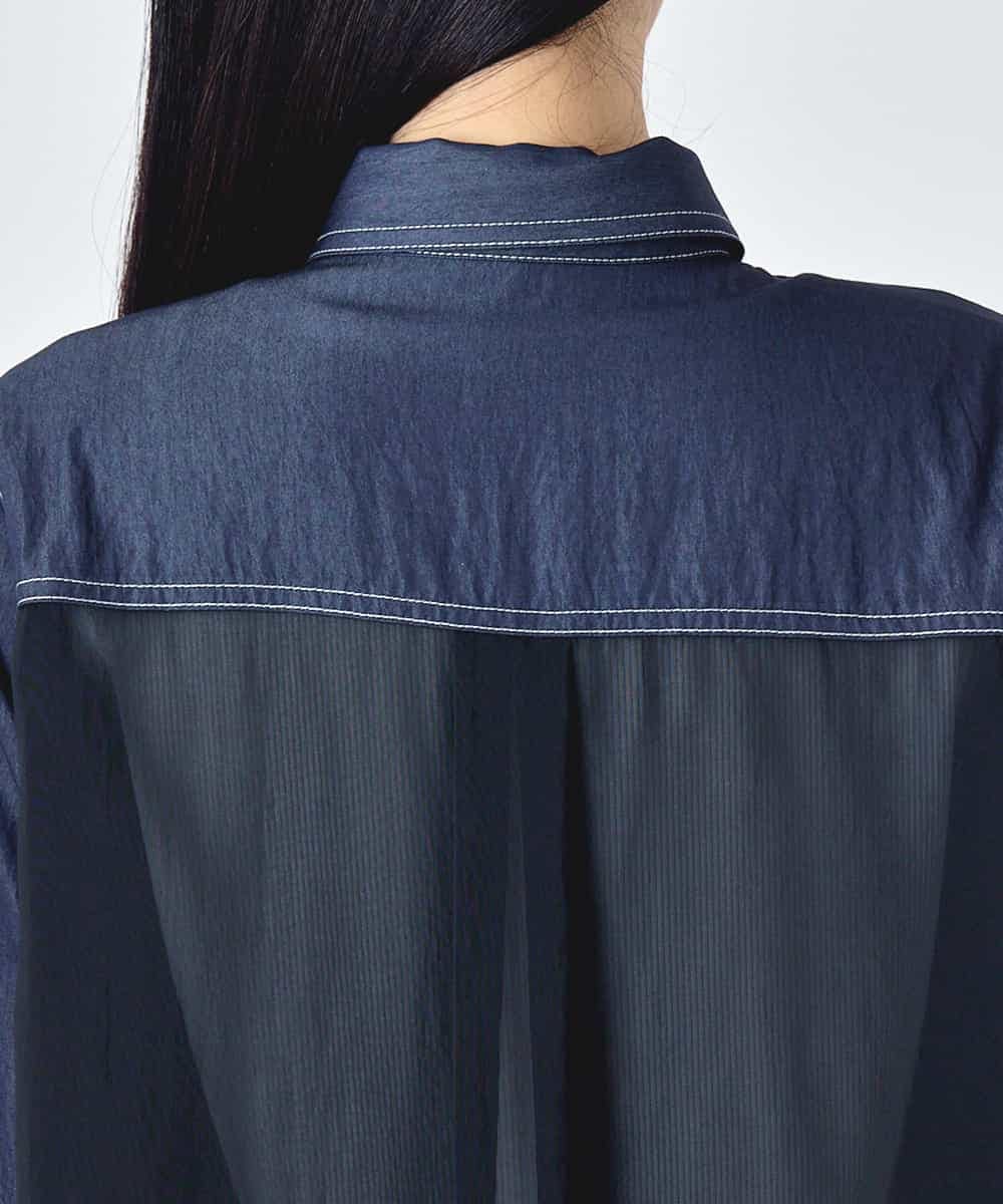 RBBJD01290 HIROKO BIS(ヒロコ ビス) デニムライクツイルシアードッキングブラウス ネイビー