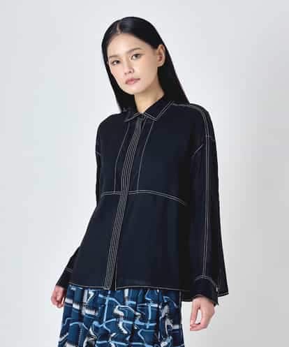 RBBJD12290 HIROKO BIS ステッチデザイン短丈シアーブラウス
