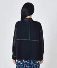 RBBJD12290 HIROKO BIS(ヒロコ ビス) ステッチデザイン短丈シアーブラウス ブラック