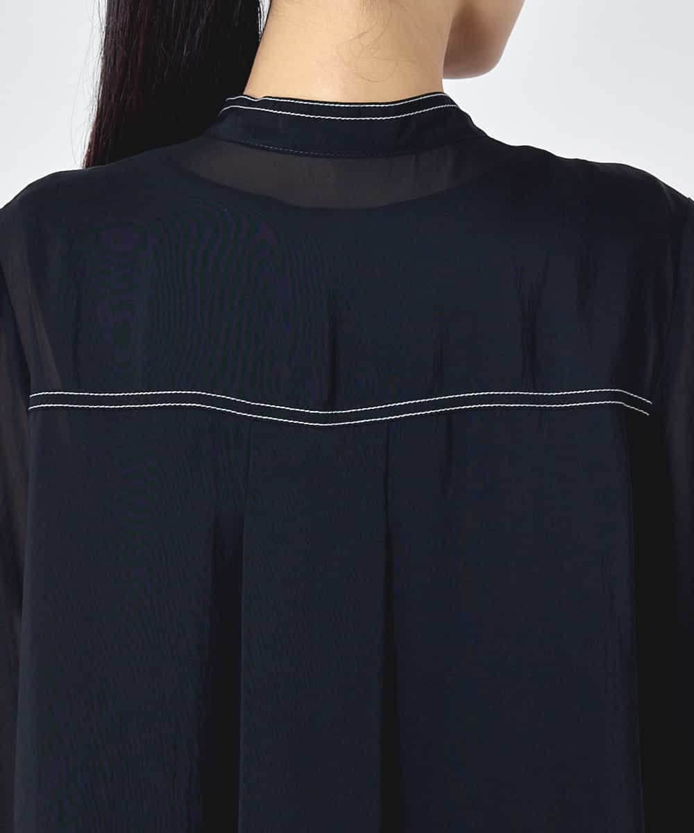 RBBJD13290 HIROKO BIS(ヒロコ ビス) ステッチデザインシアーチュニックブラウス ブラック
