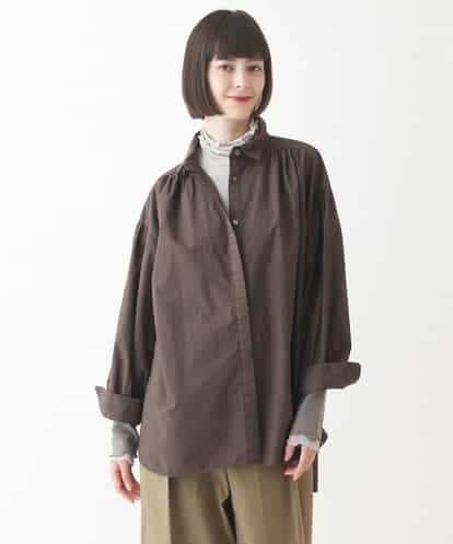 RBBJW20270  袖ギャザーテールロングシャツブラウス /洗える