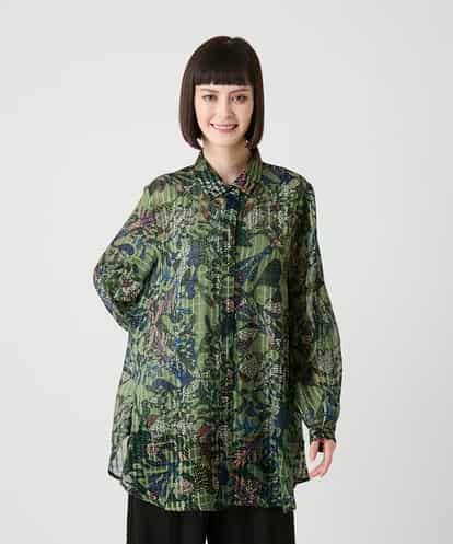 RBBLE18290 HIROKO BIS シアーチェックボタニカル柄ブラウス