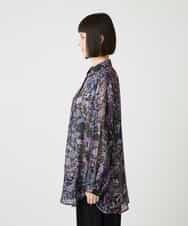 RBBLE18290 HIROKO BIS(ヒロコ ビス) シアーチェックボタニカル柄ブラウス パープル