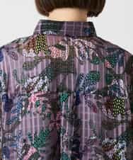 RBBLE18290 HIROKO BIS(ヒロコ ビス) シアーチェックボタニカル柄ブラウス パープル