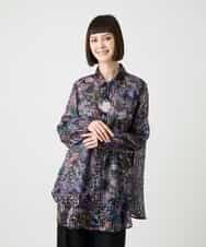 RBBLE18290 HIROKO BIS(ヒロコ ビス) シアーチェックボタニカル柄ブラウス パープル