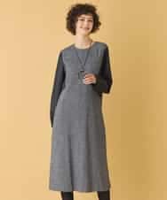 RBEAB41460 HIROKO BIS(ヒロコ ビス) ファンシーヘリンボーンドッキングワンピース ネイビー