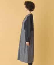 RBEAB41460 HIROKO BIS(ヒロコ ビス) ファンシーヘリンボーンドッキングワンピース ネイビー