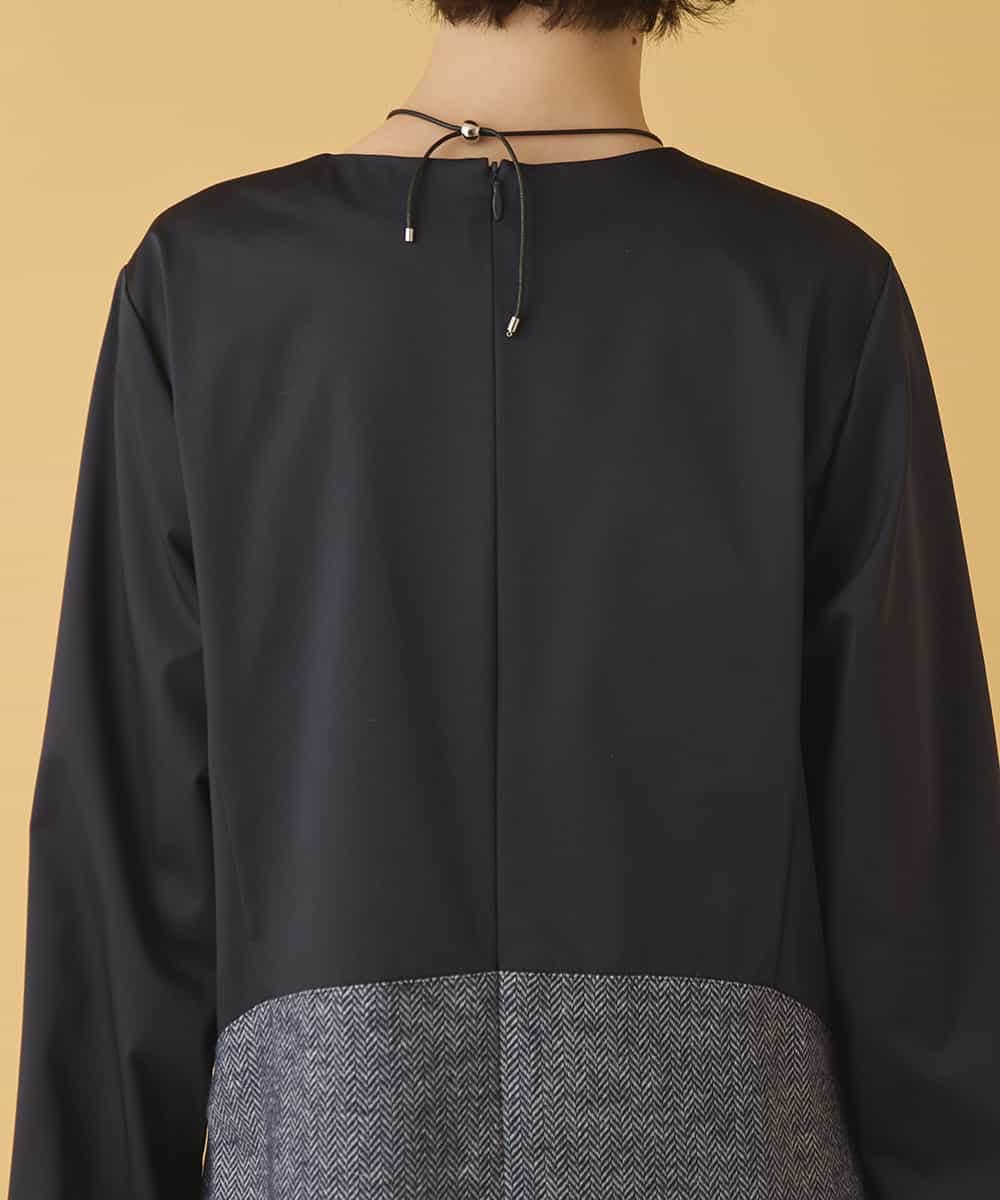 RBEAB41460 HIROKO BIS(ヒロコ ビス) ファンシーヘリンボーンドッキングワンピース ネイビー