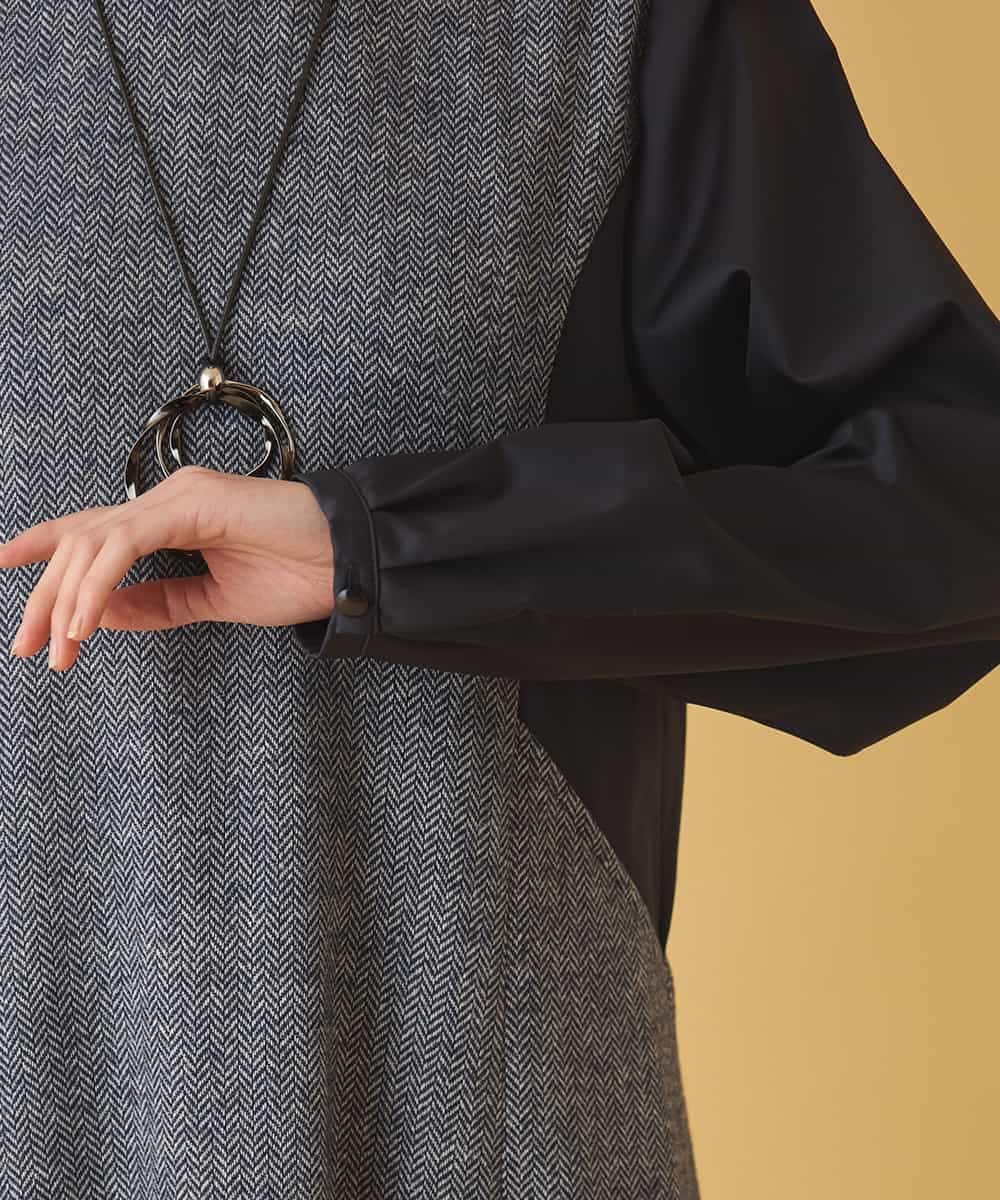 RBEAB41460 HIROKO BIS(ヒロコ ビス) ファンシーヘリンボーンドッキングワンピース ネイビー