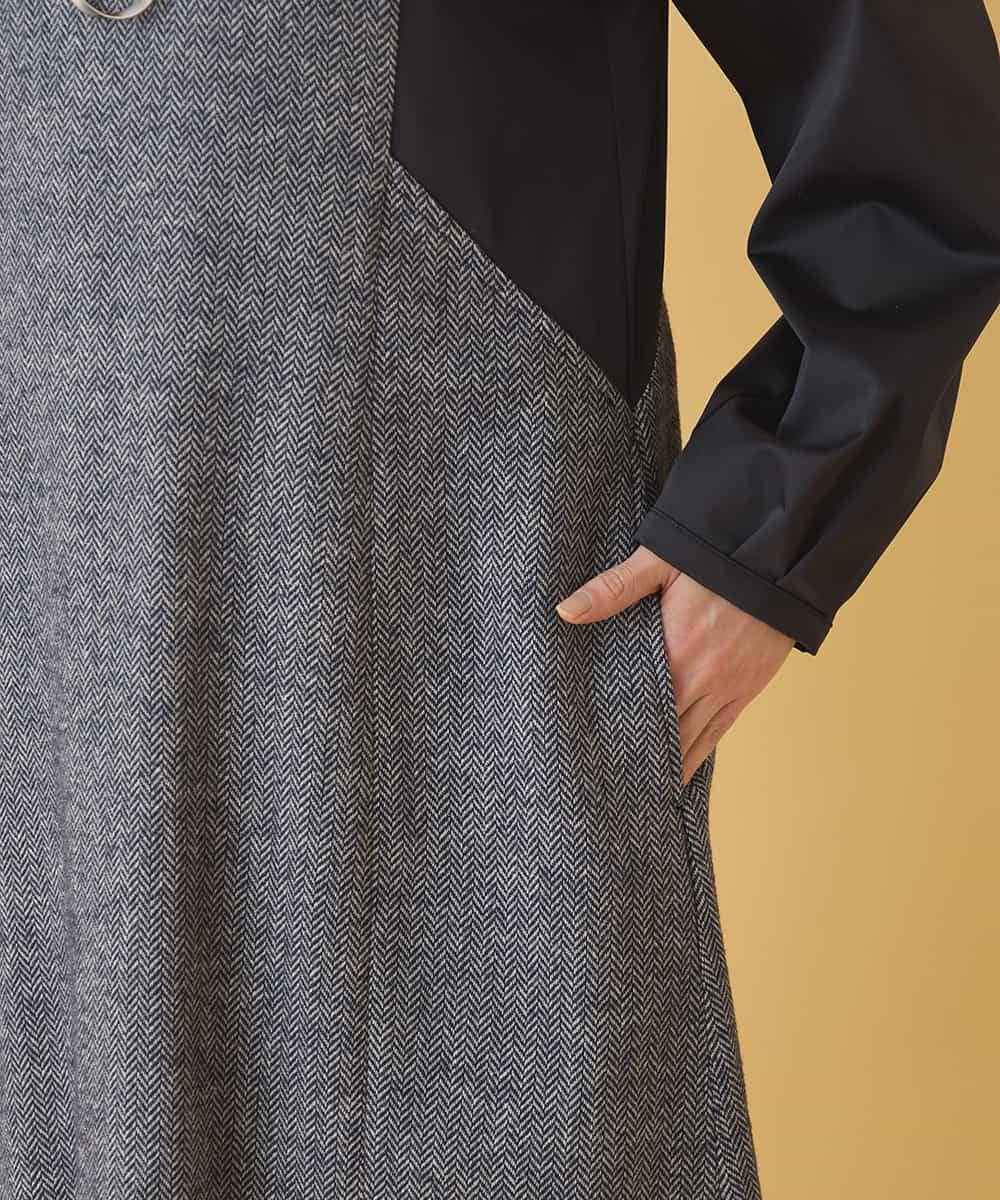 RBEAB41460 HIROKO BIS(ヒロコ ビス) ファンシーヘリンボーンドッキングワンピース ネイビー