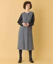 RBEAB41460 HIROKO BIS(ヒロコ ビス) ファンシーヘリンボーンドッキングワンピース ネイビー