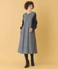 RBEAB41460 HIROKO BIS(ヒロコ ビス) ファンシーヘリンボーンドッキングワンピース ネイビー