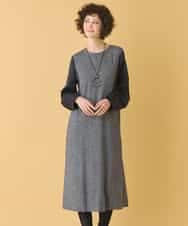 RBEAB41460 HIROKO BIS(ヒロコ ビス) ファンシーヘリンボーンドッキングワンピース ネイビー