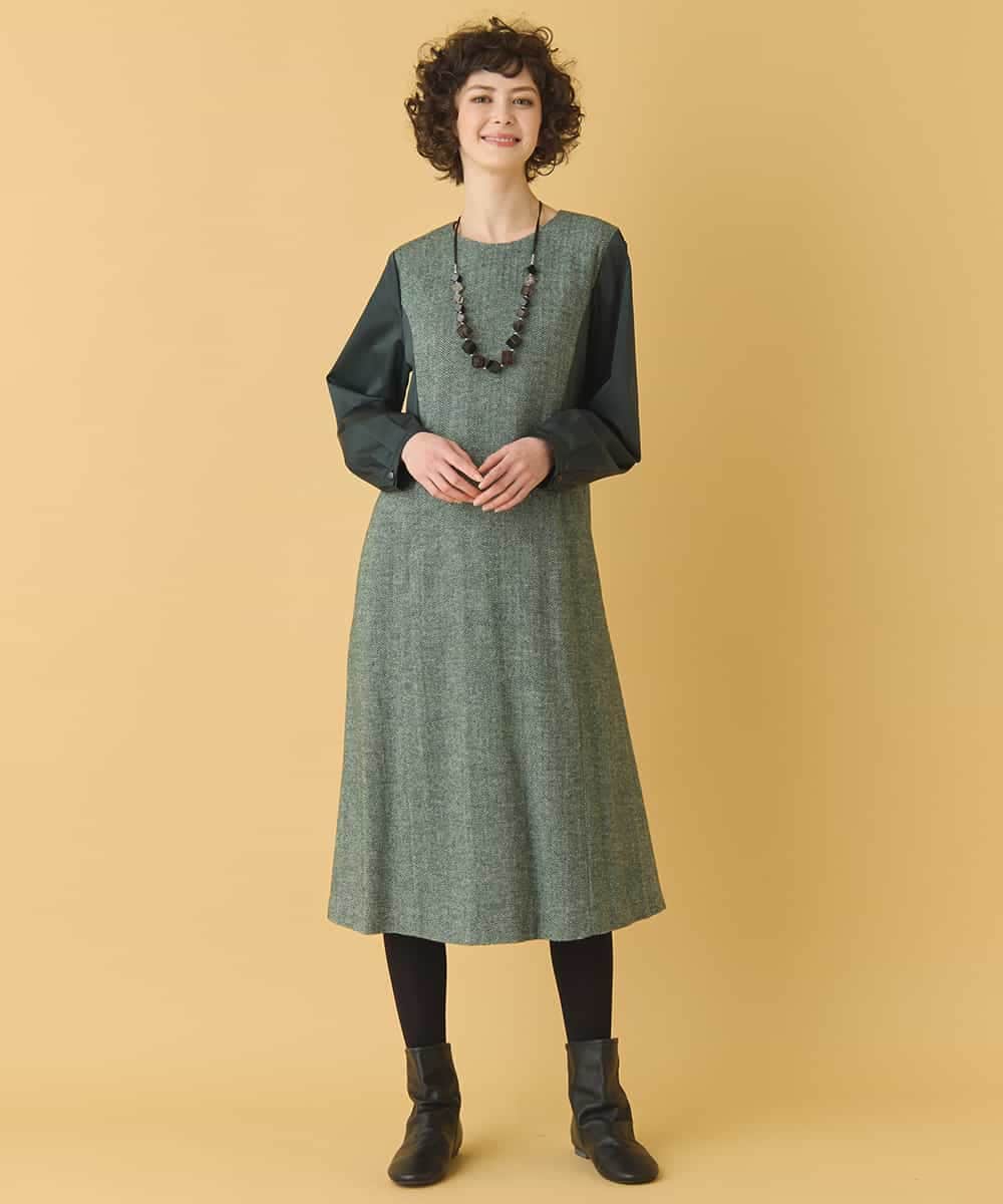 RBEAB41460 HIROKO BIS(ヒロコ ビス) ファンシーヘリンボーンドッキングワンピース ネイビー