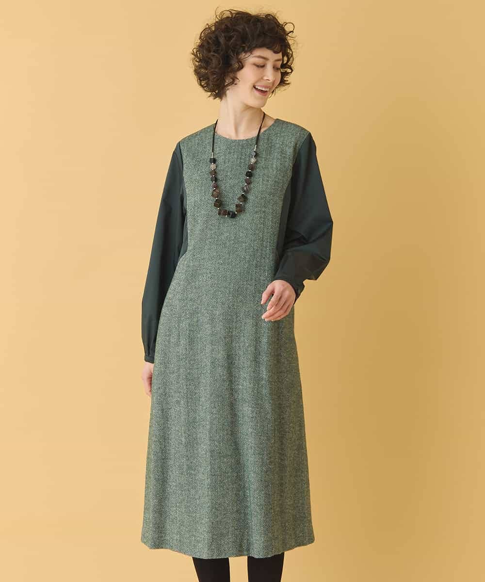 RBEAB41460 HIROKO BIS(ヒロコ ビス) ファンシーヘリンボーンドッキングワンピース ネイビー