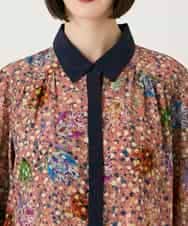 RBEAE40450 HIROKO BIS(ヒロコ ビス) 幾何フラワーアートプリントワンピース ブラウン