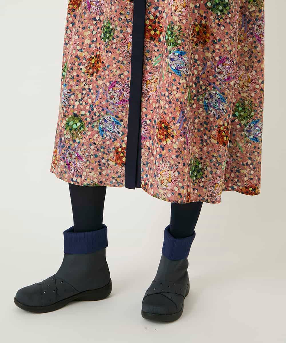 RBEAE40450 HIROKO BIS(ヒロコ ビス) 幾何フラワーアートプリントワンピース ブラウン