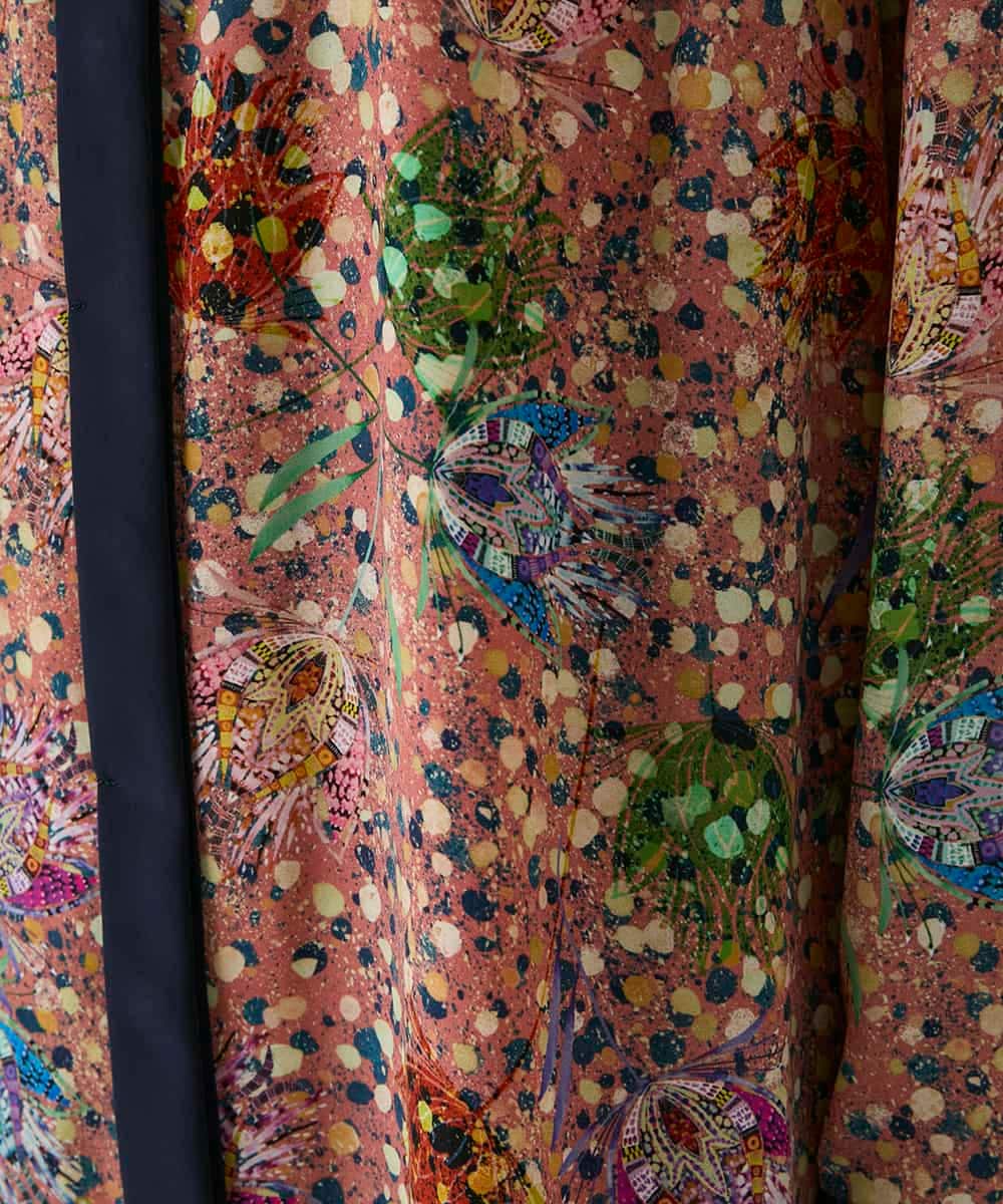 RBEAE40450 HIROKO BIS(ヒロコ ビス) 幾何フラワーアートプリントワンピース ブラウン