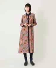 RBEAE40450 HIROKO BIS(ヒロコ ビス) 幾何フラワーアートプリントワンピース ブラウン