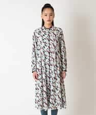 RBEAF10430 HIROKO BIS(ヒロコ ビス) ペイント柄タックフレアワンピース /洗濯機で洗える アイボリー