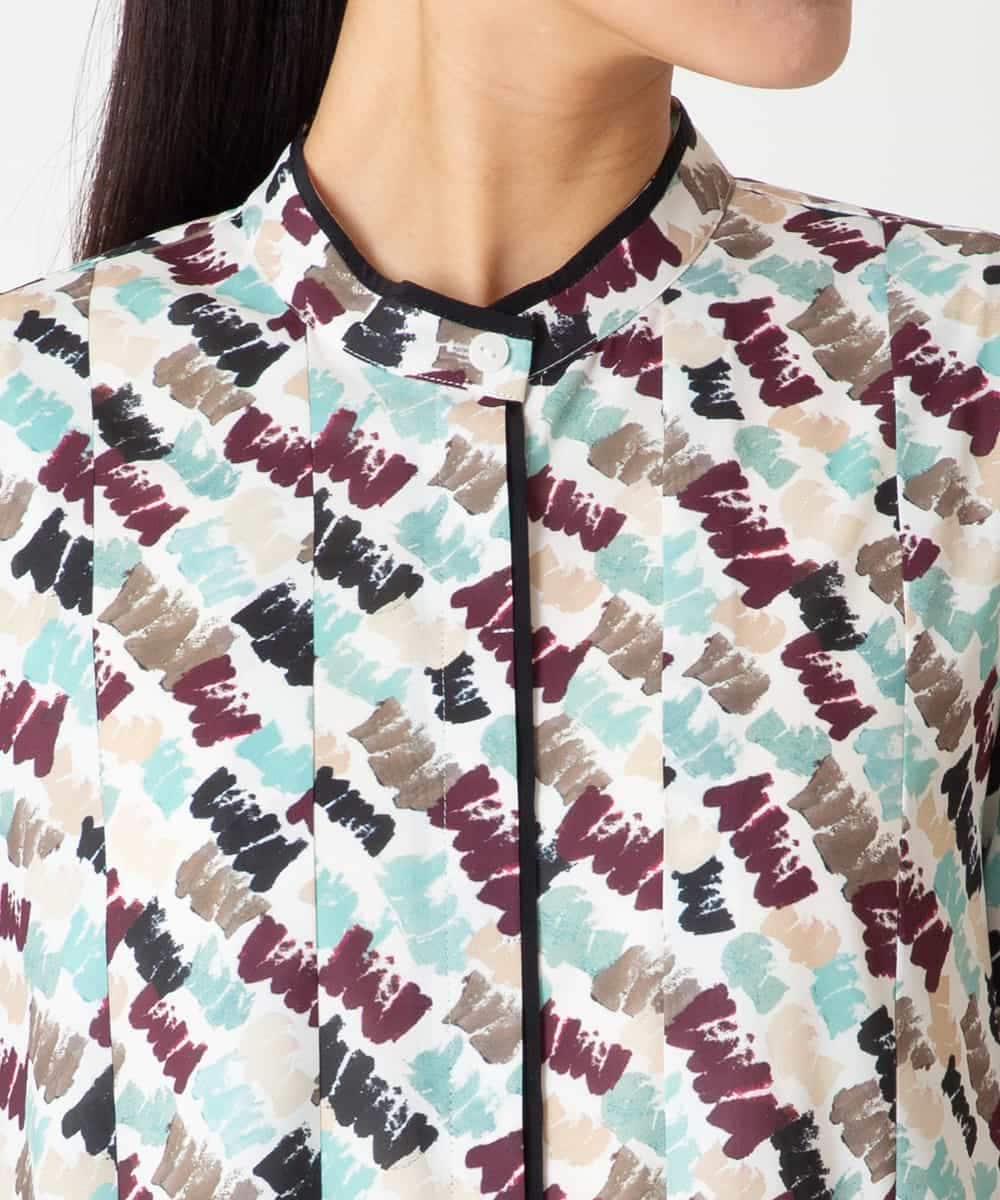 RBEAF10430 HIROKO BIS(ヒロコ ビス) ペイント柄タックフレアワンピース /洗濯機で洗える アイボリー